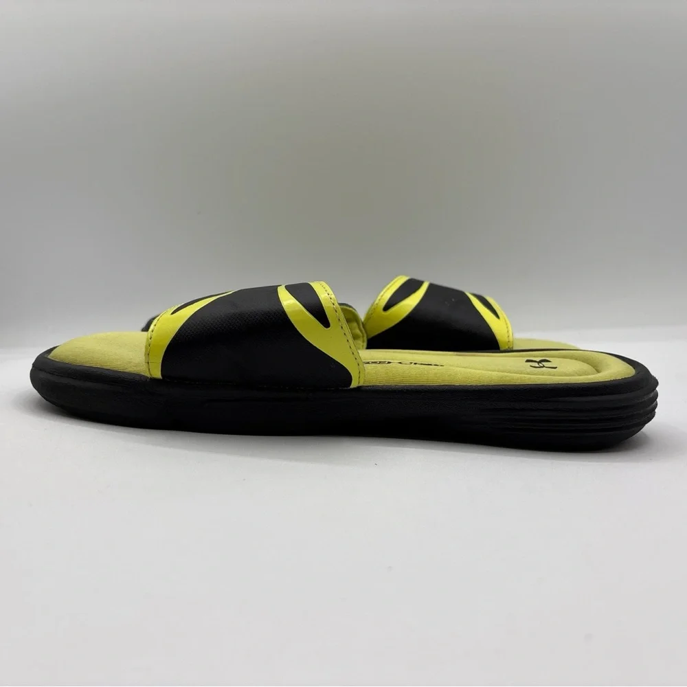 Under Armour 4D Foam Slides Black Yellow Comfort Slip On 1226875-009 Men’s S: 7